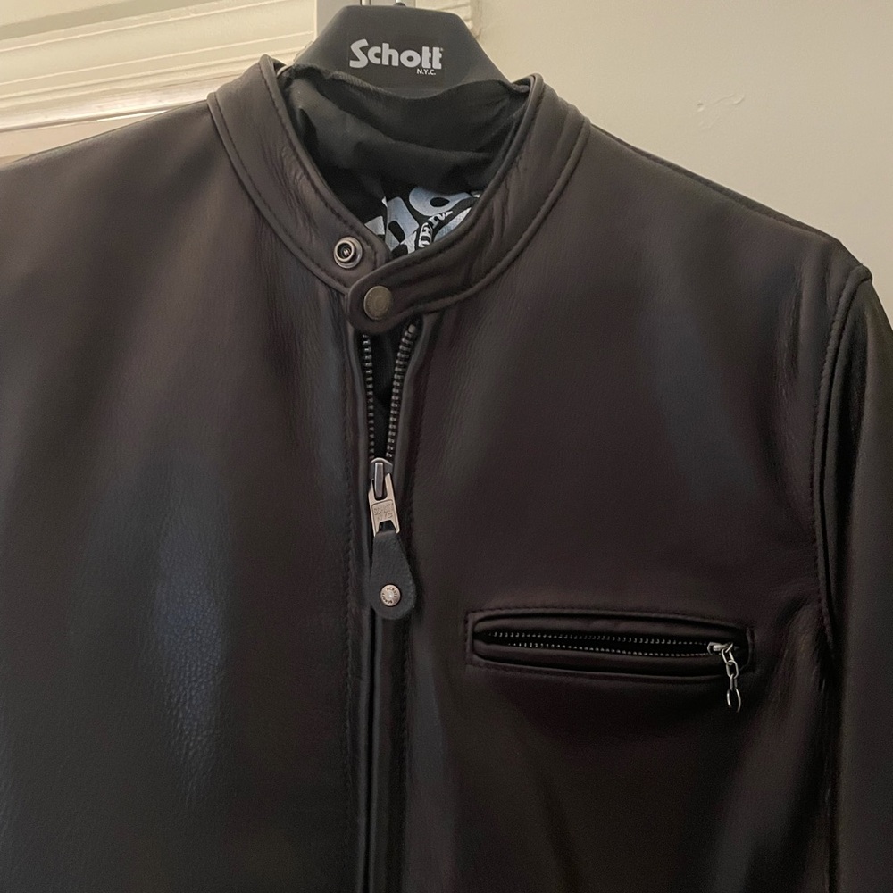 Schott bros NYC leather cafe motorcycle jacket
